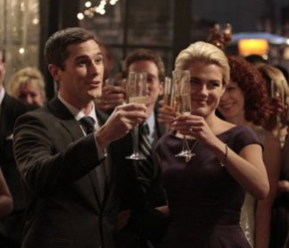 Henry and Jane receive a toast at their engagement party.